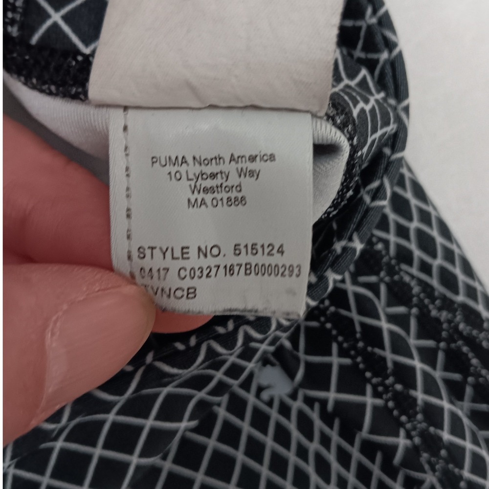 Puma Women's Black White Grid Print Activewear Leggings Style Size Small - Picture 9 of 11